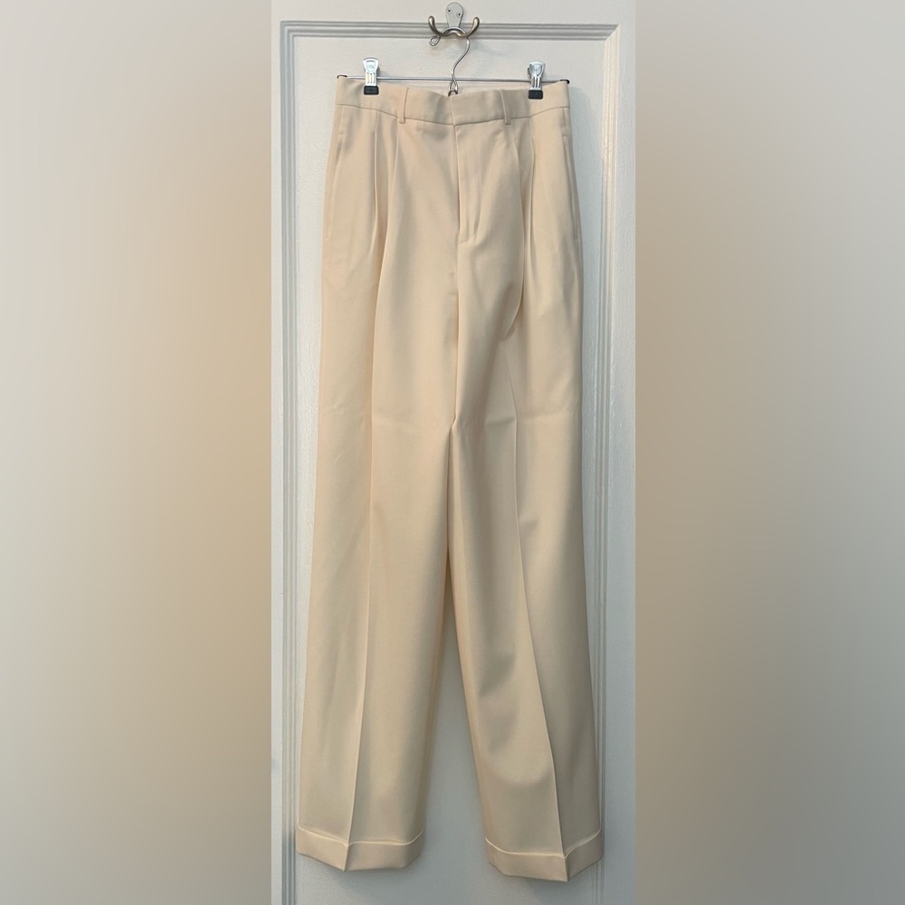 Ralph Lauren cream-colored wool blend trousers.